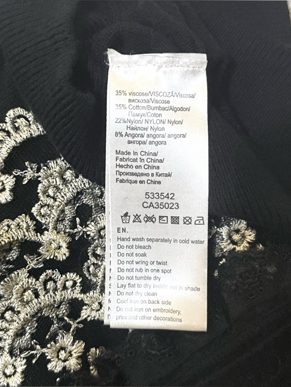 Y2K FOX Black & Gold Floral Frill Ruffle Lace Button Cardigan Limited Edition - Picture 14 of 14